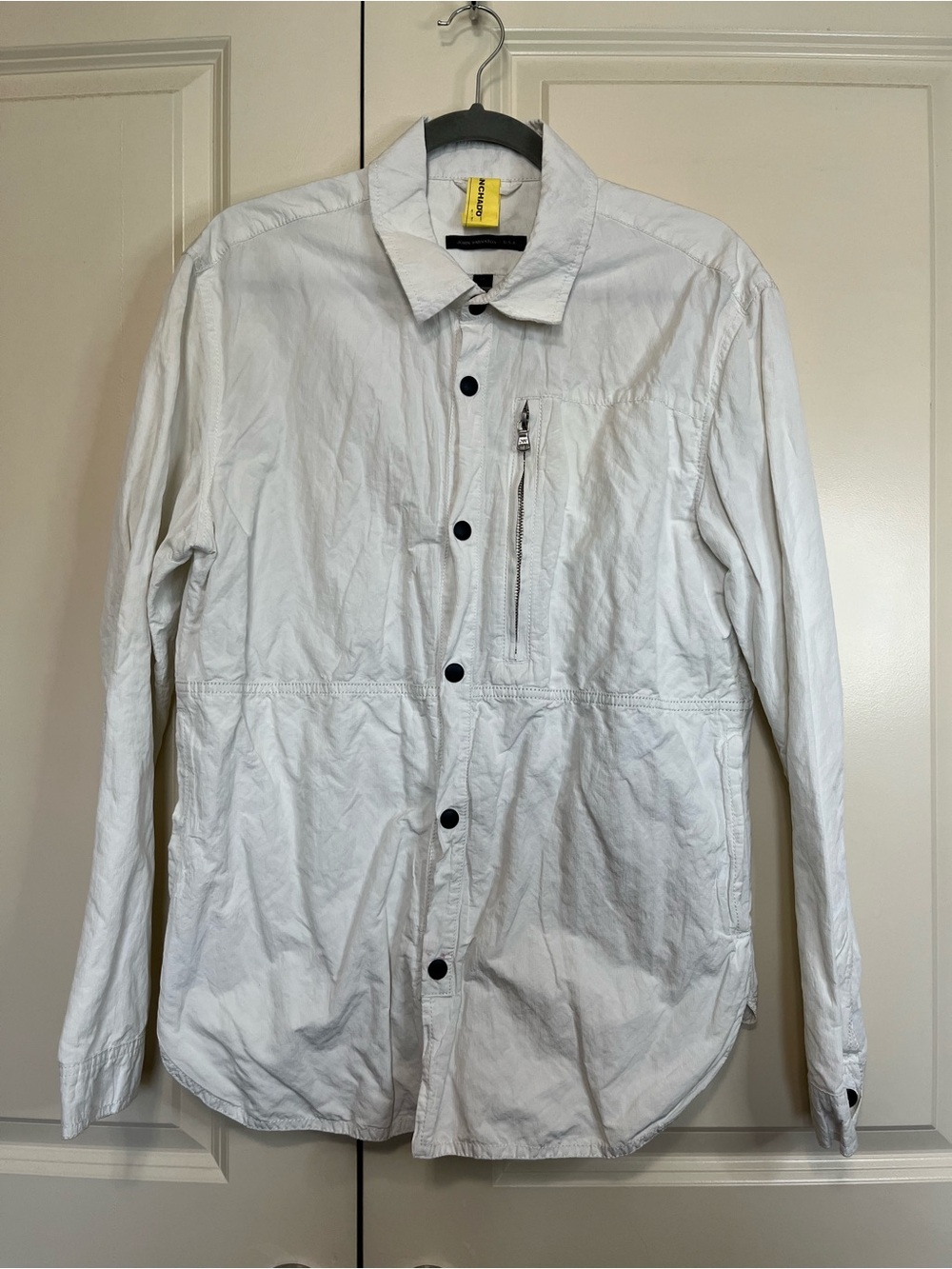 John Varvatos White Lightweight Button-Up Shirt Jacket